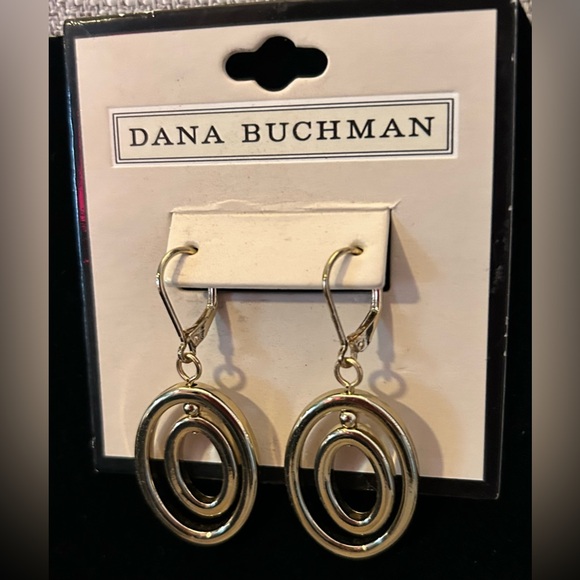 NWT Dana Buchman gold dangle oval  earrings - Picture 5 of 5